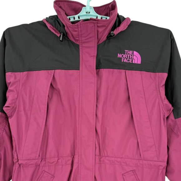The North Face Women's Full Zip Logo Front Berry Black Lightweight Hooded Jacket - Picture 4 of 10
